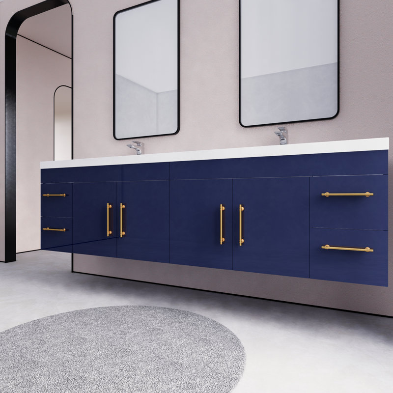 Ensemble de meuble-lavabo mural double 83,44 po Mapleview, Marine