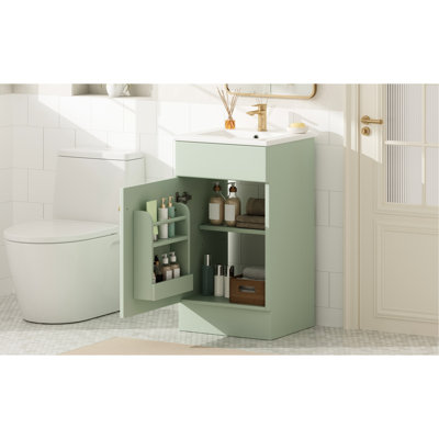 Meuble-lavabo de 18 po comprenant un lavabo en céramique solide, une armoire et une porte à fermeture douce pour un environnement relaxant