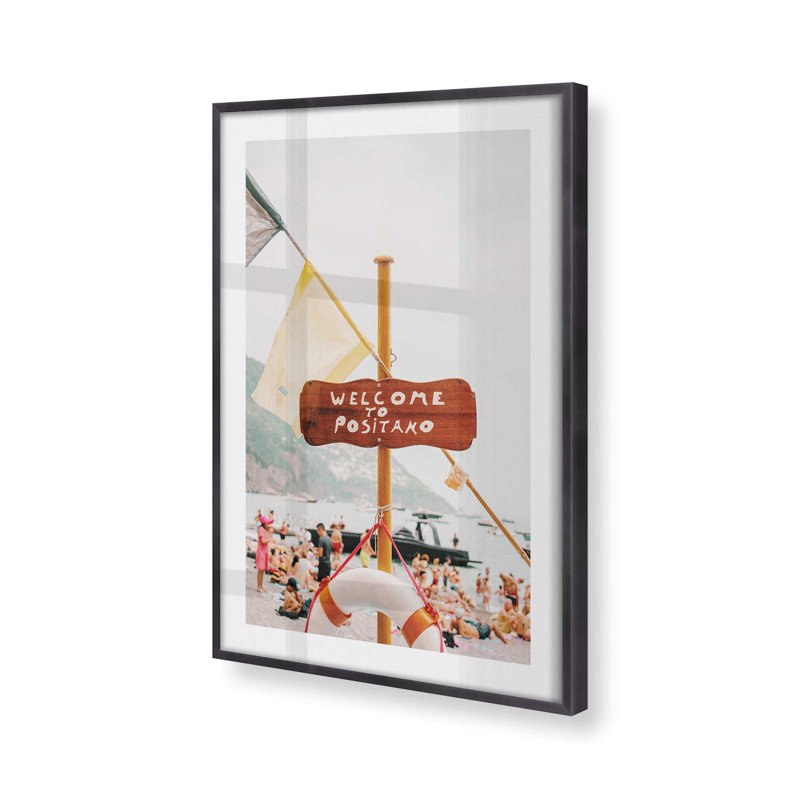 Reproduction de bienvenue Positano, Cadre simple en zinc patiné, H 15,25 po x l 12,25 po x P 1,25 po