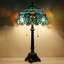 Lampe de table Tiffany 12 x 12 x 21 pouces en verre coloré bleu vert