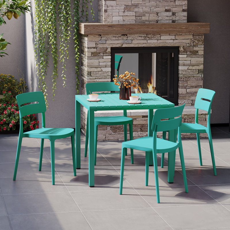Ensemble repas carré pour 4 personnes, Teal