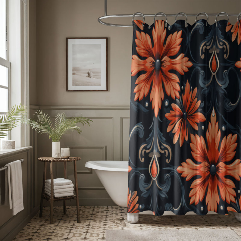 Baroque Patterns - Rideau de douche standard 1 pièce, H 74 po x l 71 po