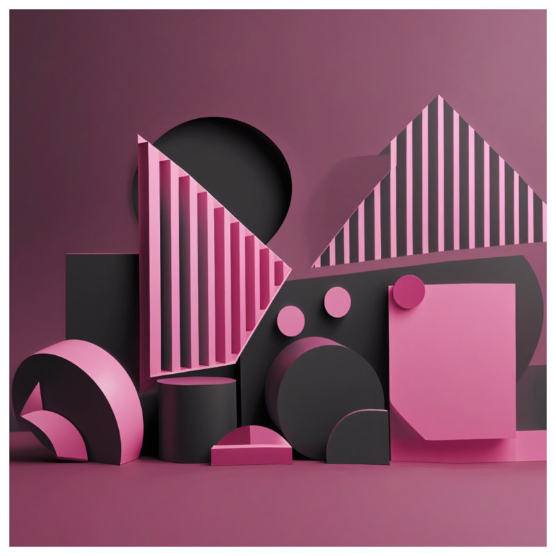 Pink Geometric Shapes Comforter, Lit simple