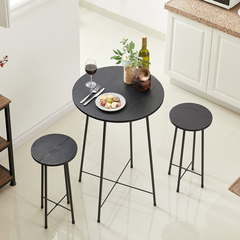 Rayshad 2- Person Counter Height Dining Set, Black/Black