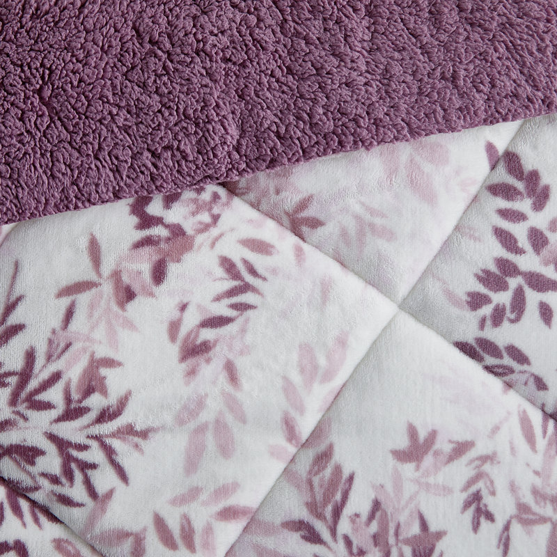 CEDAR COURT Sicilly Mauve Ultra Polyester Plush/Sherpa Comforter Set, King Comforter + 2 King Shams