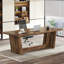 Bureau de direction 71 po pour bureau à domicile - Table d'ordinateur industrielle en bois rustique avec piédestal en bois massif (table unique, sans chaise)