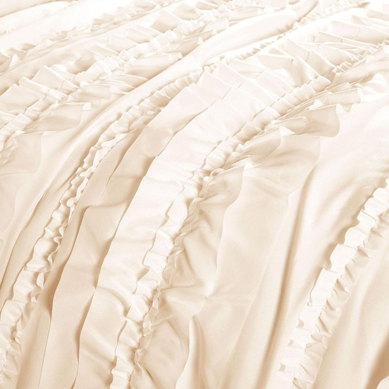 Ensemble d'édredon traditionnel en microfibre Belle, Édredon pour lit double / grand lit + 3 pièces s, Ivoire