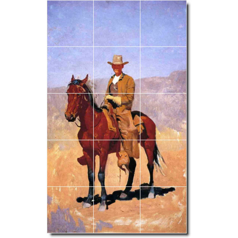 Carreau de céramique décorative 18 po x 30 po 6 po x 6 po, Frederic Remington, peinture de l'Ouest W07334