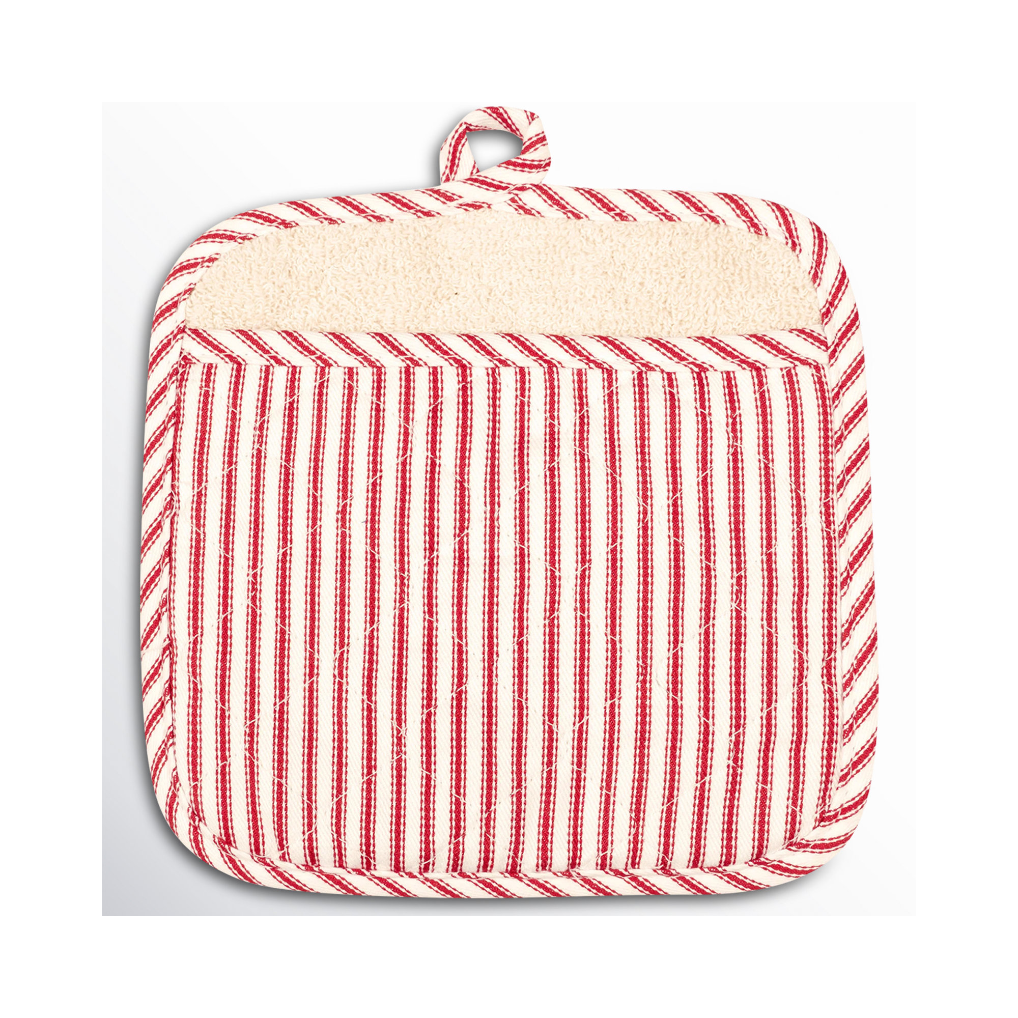 Lockland Striped 100% Cotton Potholder, Cherry