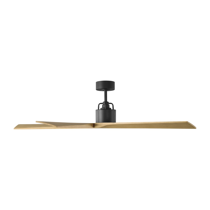 Visual Comfort Fan Aspen 56 Indoor Ceiling Fan with Natural Honey blades and Handheld Remote, Midnight Black, Natural Honey