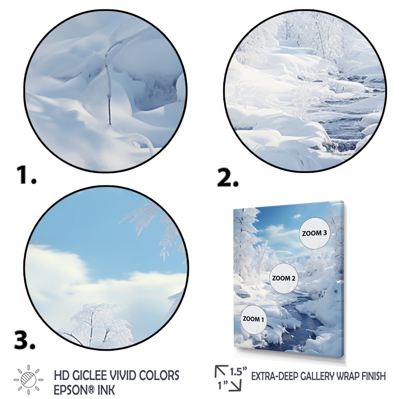 Snow River Wonderland I - impression, Encadrement doré, H 32 po x l 24 po x P 1 po