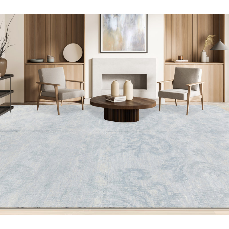 Damask Area Rug in Blue