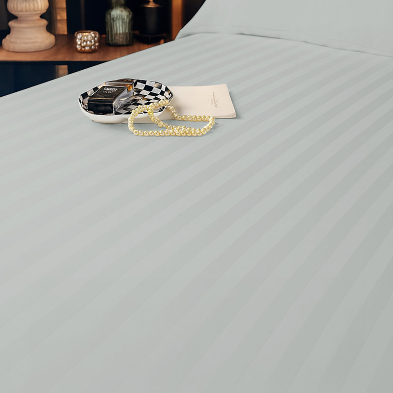 Aspire Homeware Luxury 40cm Deep Striped Fitted Sheet for Hotel Style Bedroom Comfort, King (5'), Grey
