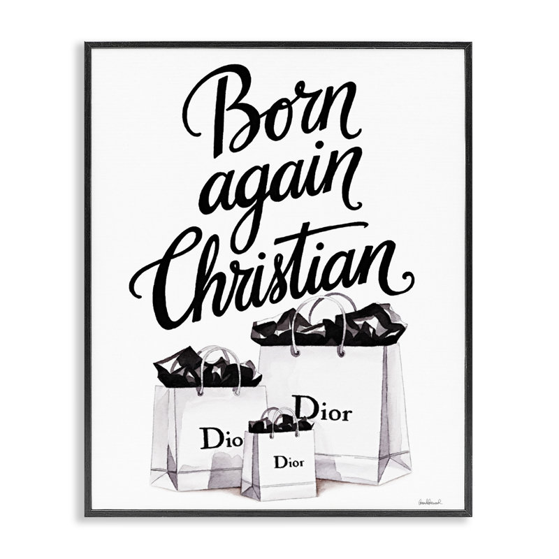 Christian et sacs d'épicerie encadrés, design par Amanda Greenwood, H 20 po x l 16 po, Giclée encadrée noir minuit