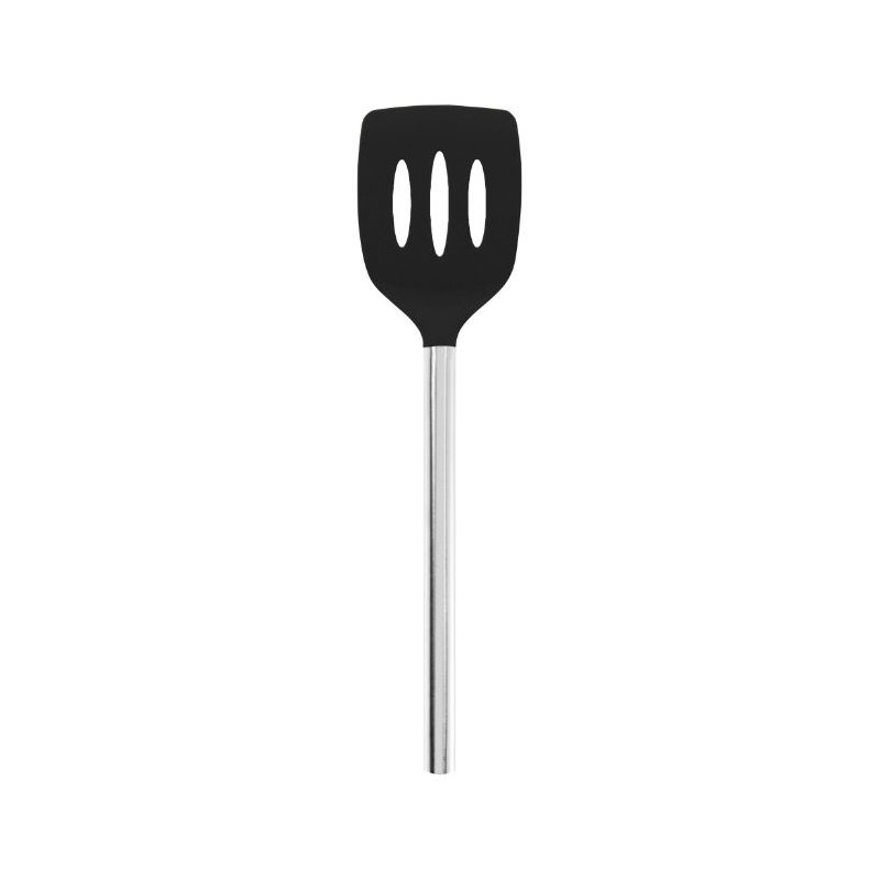 Silicone Slotted Turner - Light Aqua, Black