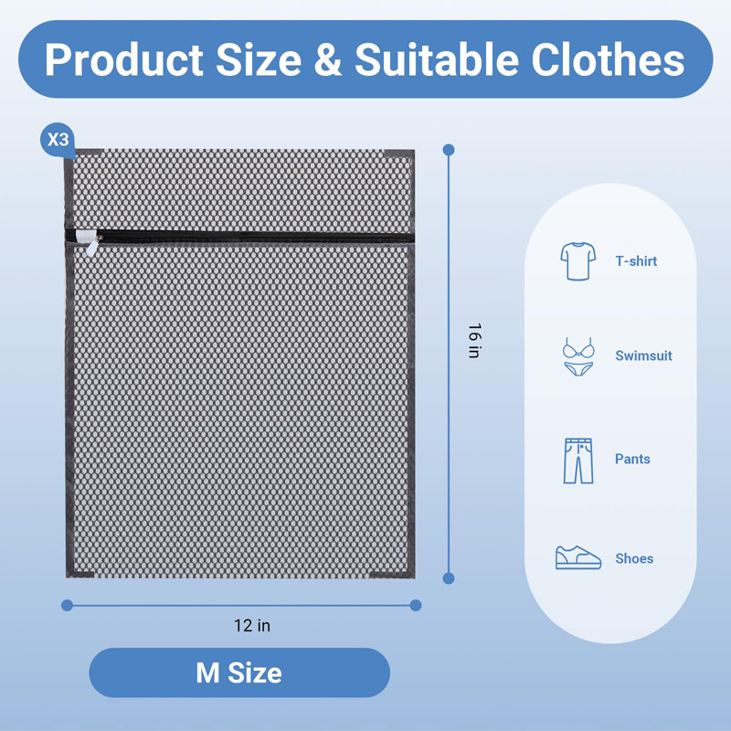 3 pièces 12 x 16 pouces sacs à linge pour délicats, H 16 po x l 12 po x P 0,1 po