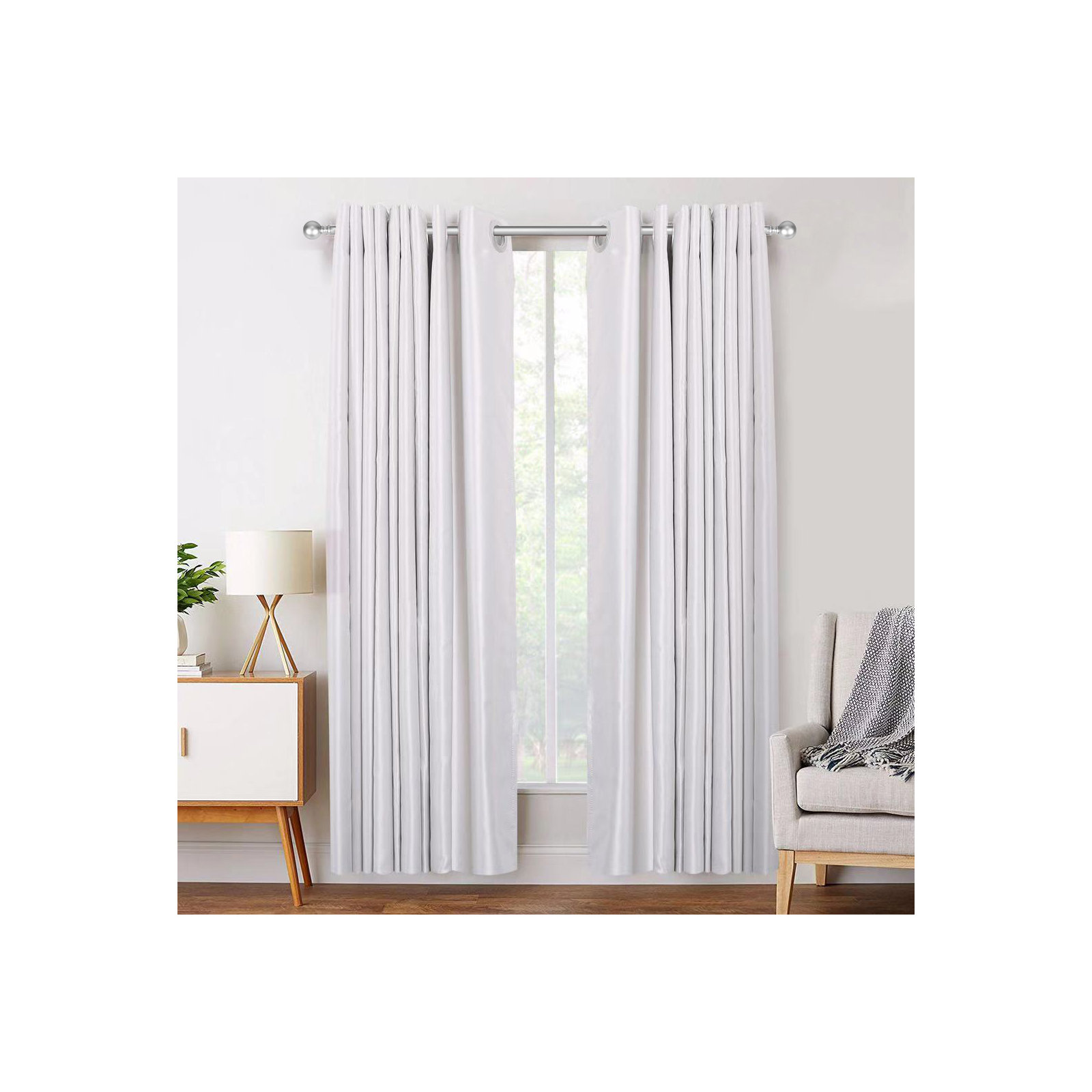 3/4" Adjustable Metal Single Curtain Rod, 28" - 48", Nickel