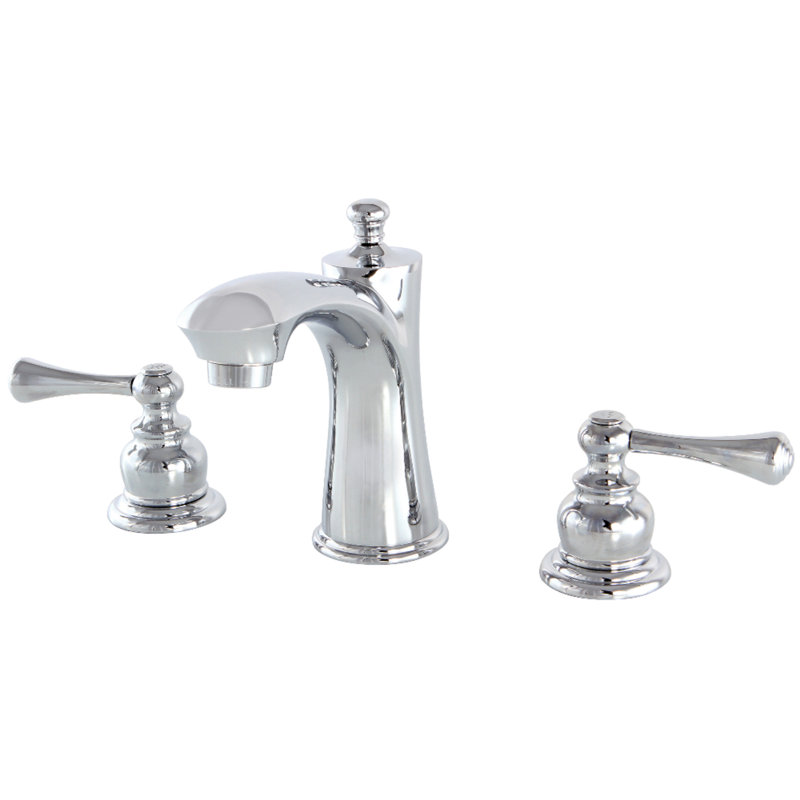 Kingston Brass Vintage Two-Handle 3-Hole Deck Mount Widespread Bathroom Faucet with Retail Pop-Up Drain, Chrome