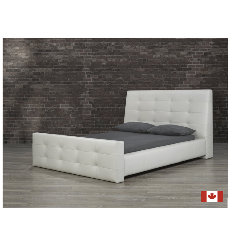 Ignas Leather Platform Bed, Queen, Linen