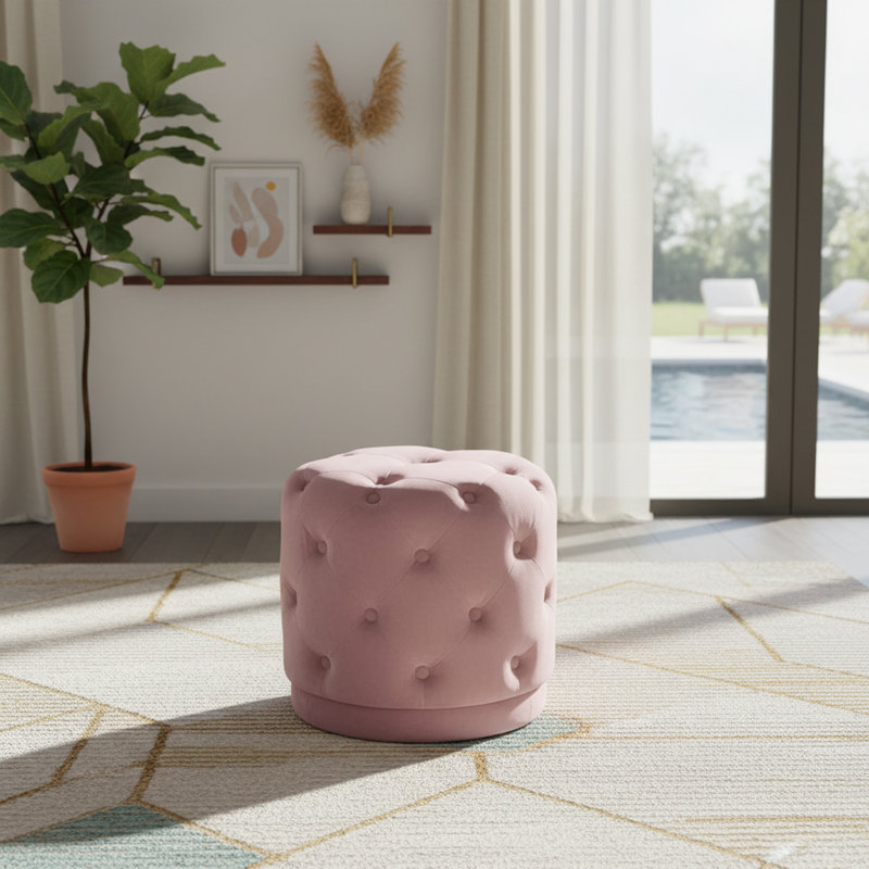 Repose-pieds de 18 po Olivios, Velours rose