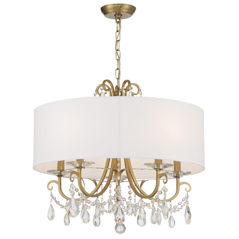 Lustre cylindrique unique à 5 lumières avec accents de cristal Elane, Spectra Swarovski