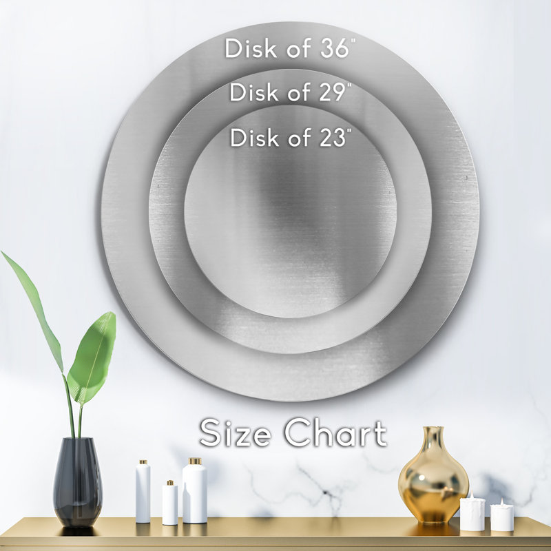'Glittering Silver Pattern' Round fractal metal wall art print, 38" H x 38" W x 1" D