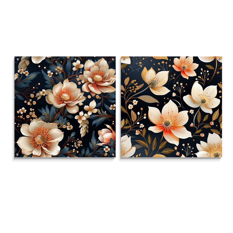Bloomingdale - Ensemble de 2 art mural en verre acrylique, H 36 po x l 73 po