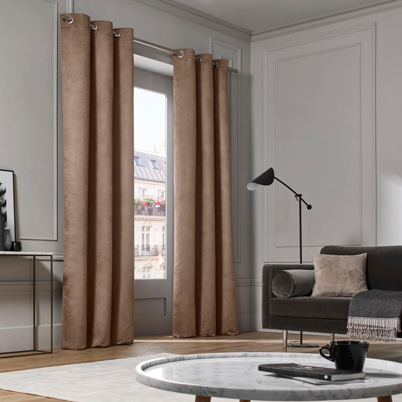 Room Darkening Curtain Single Panel, Taupe, Width 200 x Drop 280cm