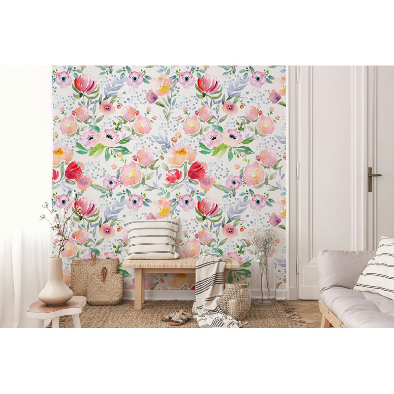Murale fleurie Tangila, L 115 po x l 225 po