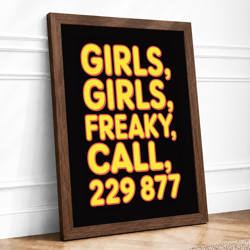 Bold Yellow Typography - Framed Print, A4 - 29.7 x 21.0 cm, Walnut
