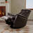 Swivel Glider With Recliner Function With Manual Adjustable Headrest And Footrest In Faux Leather Bentley Dark Brown-1275553616