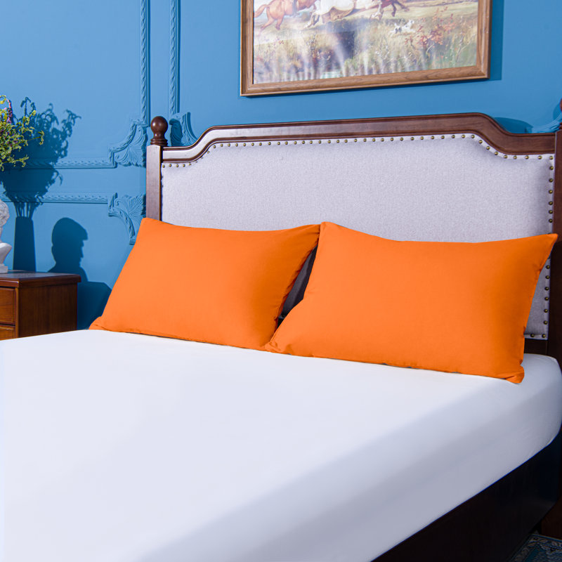 Bed Pillowcases, 1800 Brushed Microfiber Pillow Cases with Envelope Closure - NTBAY, Orange, Standard