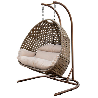 Balancelle 2 places avec support et coussin pour l'extérieur Lwan