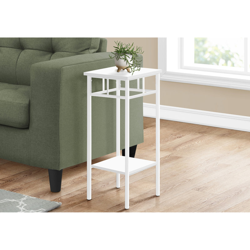 Table d'appoint polyvalente carrée blanche avec rangement pour tout espace de la maison: 2 tablettes, chambre à coucher idéale et salon