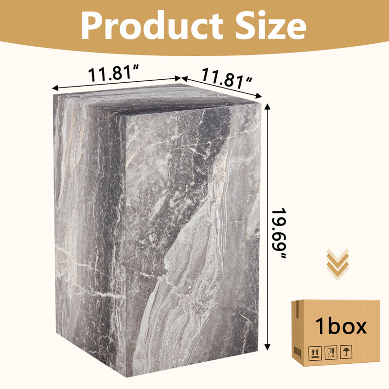 Rectangular Wooden Side Table, Excellent for Small Spaces, Gray, 19.69" H x 11.81" W x 11.81" D