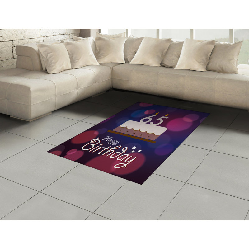 Birthday High Density Long Fiber Poly Threads Decorative Area Rug Carpet, Rectangle 4' x 5'8"