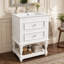 Meuble-lavabo de style rétro de 20 pouces avec lavabo en céramique, tiroirs doubles et tablettes ouvertes.