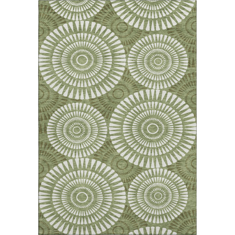 Premium Machine Washable Prisco Green Rug