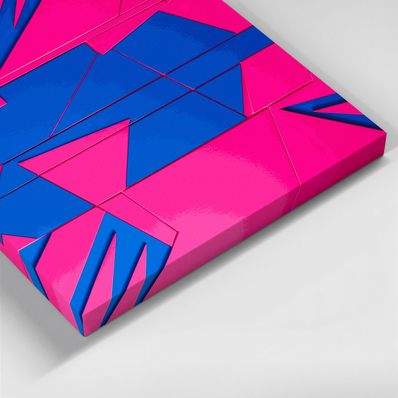 Hard Edge 81, art mural sur toile rose, H 12 po x l 18 po