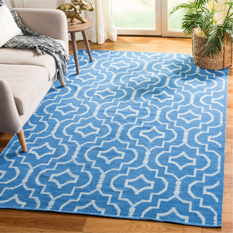 Rennie Hand Woven Cotton Geometric Rug, Rectangle 8' x 10'
