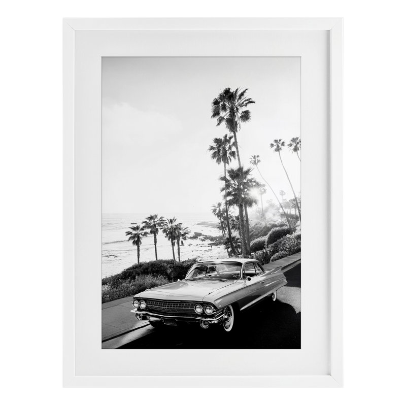 Reproduction sous verre Malibu, H 20 po x l 14 po, Cadre blanc côtier