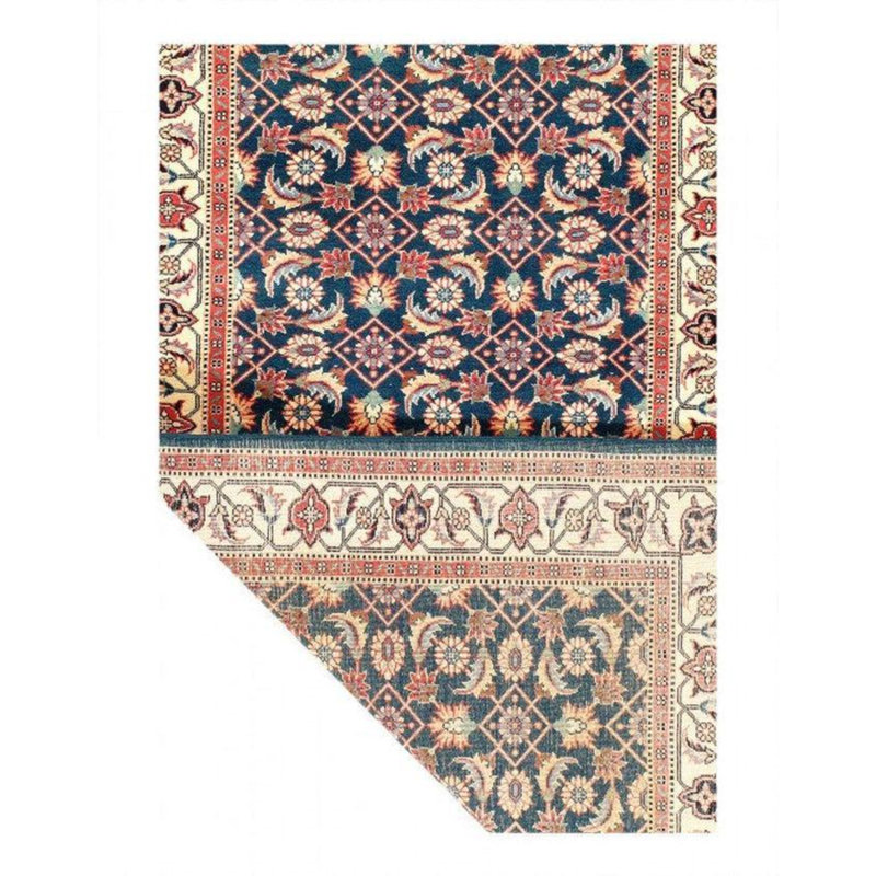 Tapis de couloir oriental ivoire / rouge / bleu en laine noué à la main 2 pi 8 po x 10 pi 1 po Oriental