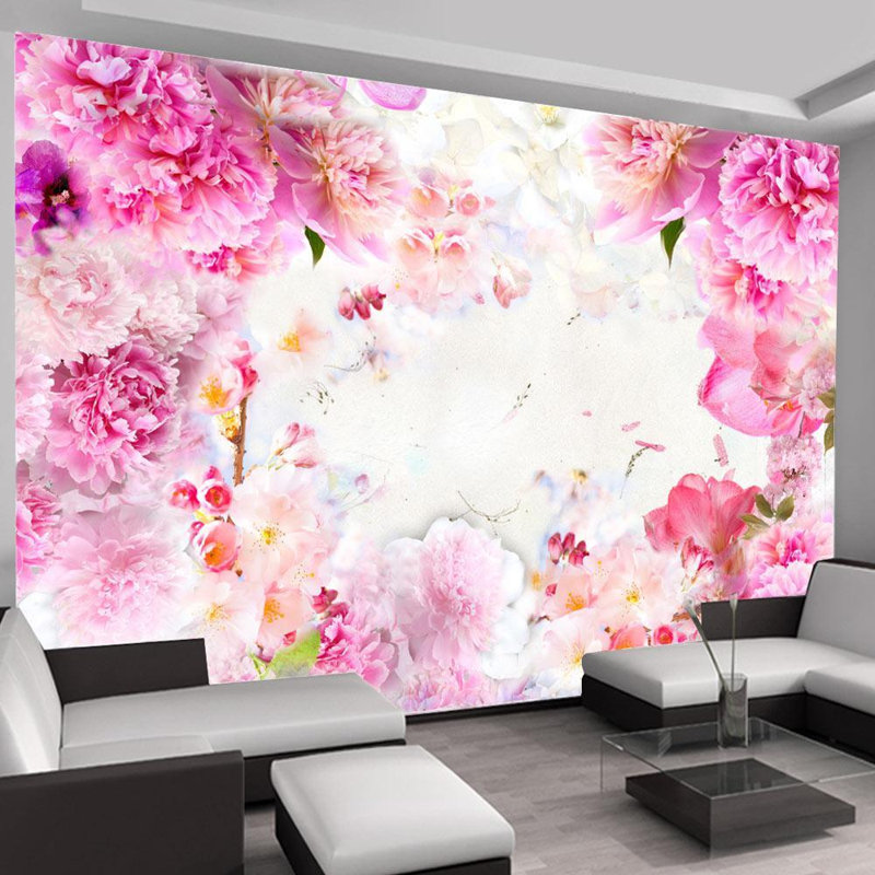 Murale lisse, L 55 po x l 78 po, Rose / crème / blanc