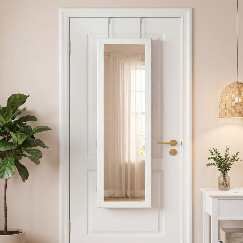Armoire à bijoux avec miroir à suspendre, Blanc / noir