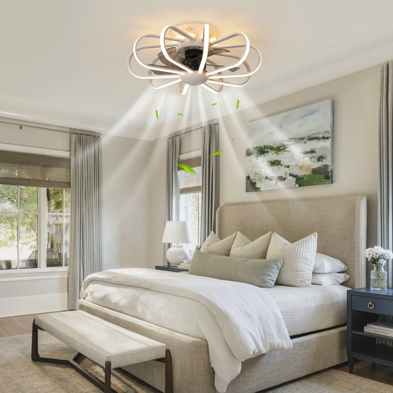 Firebaugh 23.62'' Indoor Bedroom LED Ceiling Fan with Remote Control, White