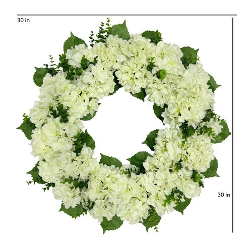 30" Artificial White Hydrangea Wreath