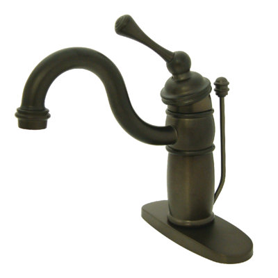 Kingston Brass Victorian Single-Handle 1-Hole Deck Mount Bathroom Faucet with Plastic Pop-Up