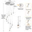 120" Long Crystal Raindrop Chandeliers 12-Light Silver Metal Pendant Light 3000-6000K Dimmable LED