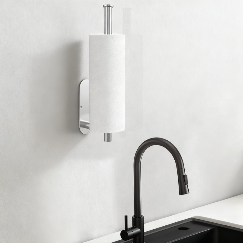 Under Cabinet Paper Towel Holder With Strong Adhesive And Drill Option, Space-Saving Stainless Steel Mount For Kitchen, Bathroom, And RV Organization