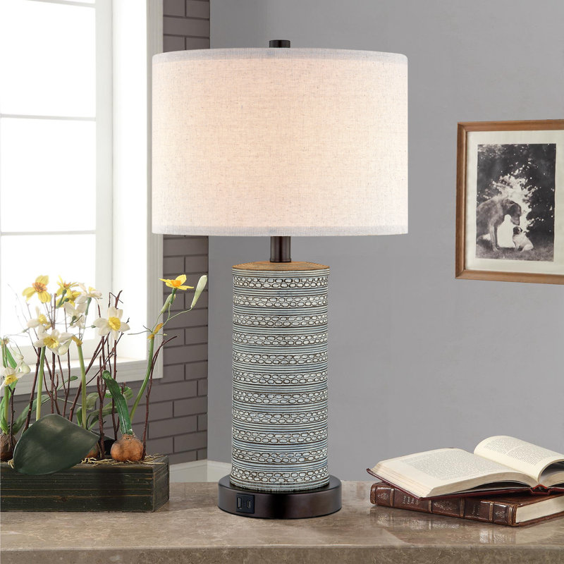 Josanna 23" Touch Control  Bedside Table Lamp Set with USB Ports, Bulbs